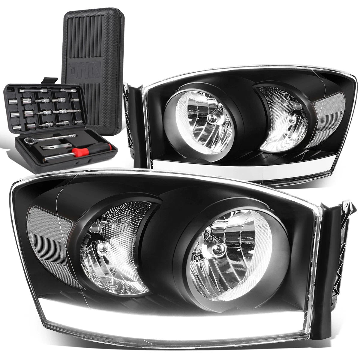 LED DRL Headlight for Dodge Ram 1500 (2006–2009) + Tool Box