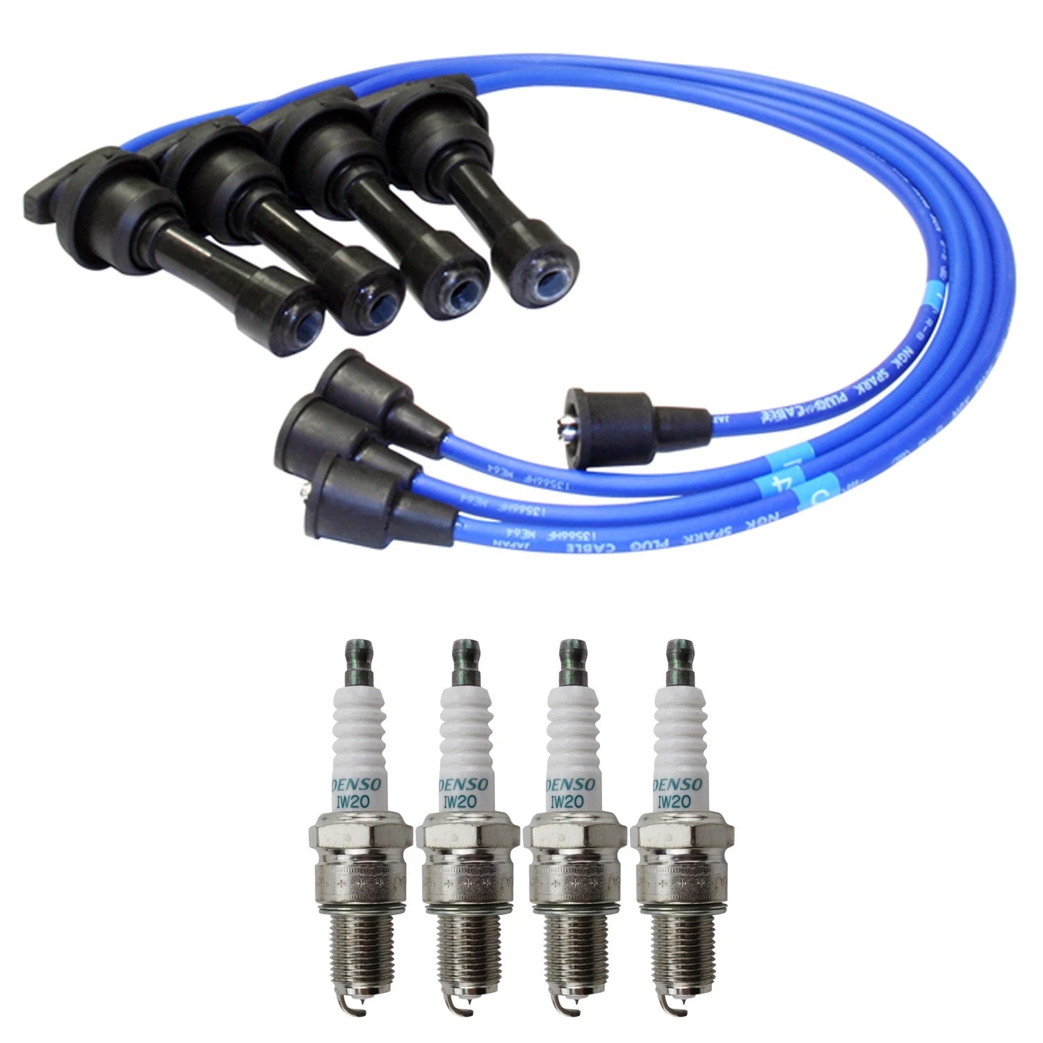 NGK Wire Set & Denso 4 Iridium Spark Plugs for Elantra Galant Sonata (L4)