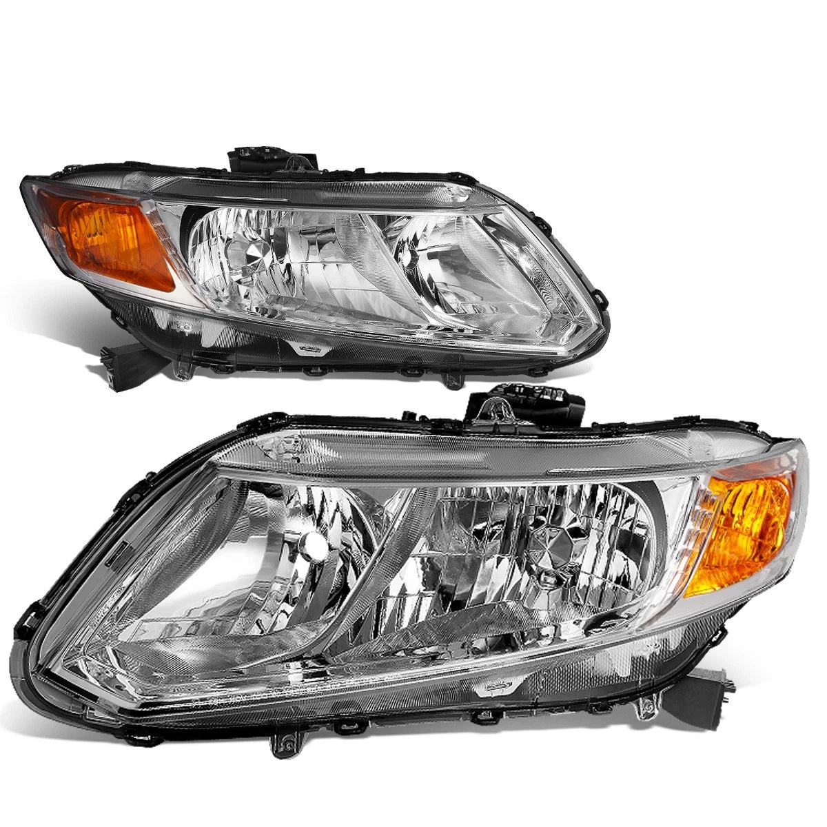 Pair of Chrome Housing Amber Corner Headlights for Honda Civic (2012–2015)