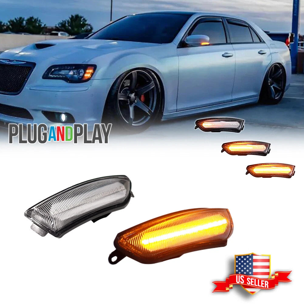 Clear Amber LED Side Mirror Signal Lights for Chrysler 300 (2011–2023)