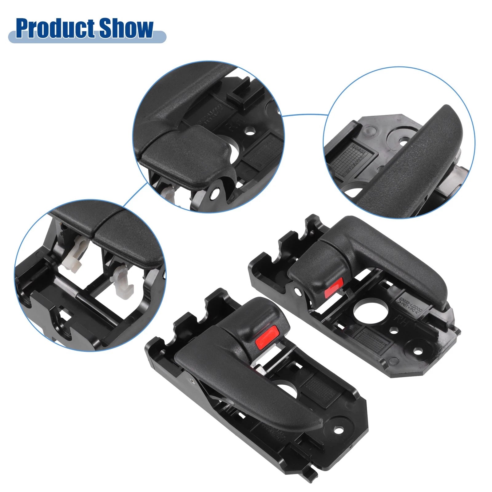2 Pair Black Interior Door Handle for Kia Spectra (No. 826102F000GW)