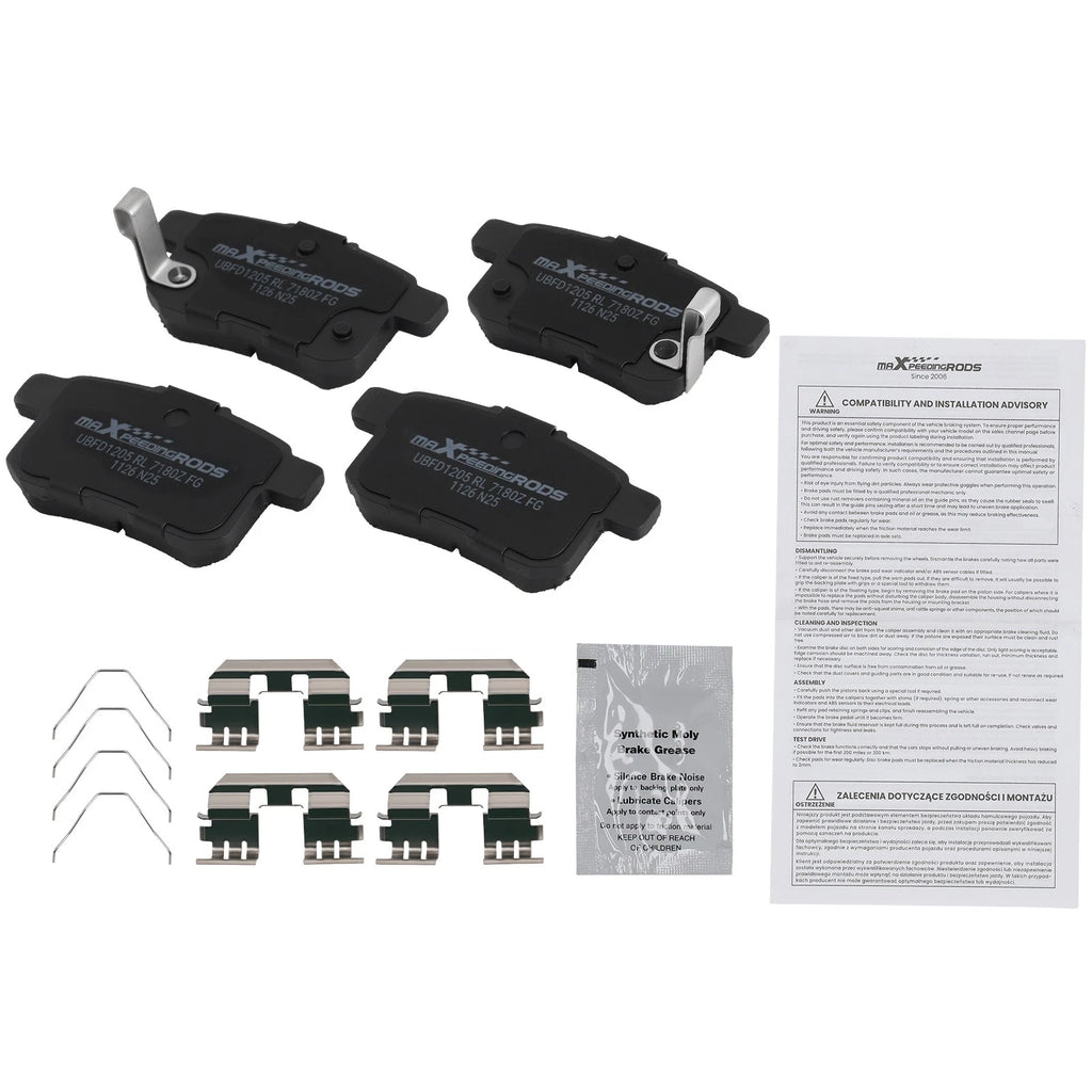 Set of 4 Rear Ceramic Brake Pads for Acura TSX (2009–2014) / Honda Accord (2008–2017)
