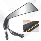 Universal Axe Side Mirrors with LED Turn Signal Light for Naked Bike Cruiser