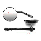 Black Round Side Rear View Mirrors for Harley Davidson (8mm)