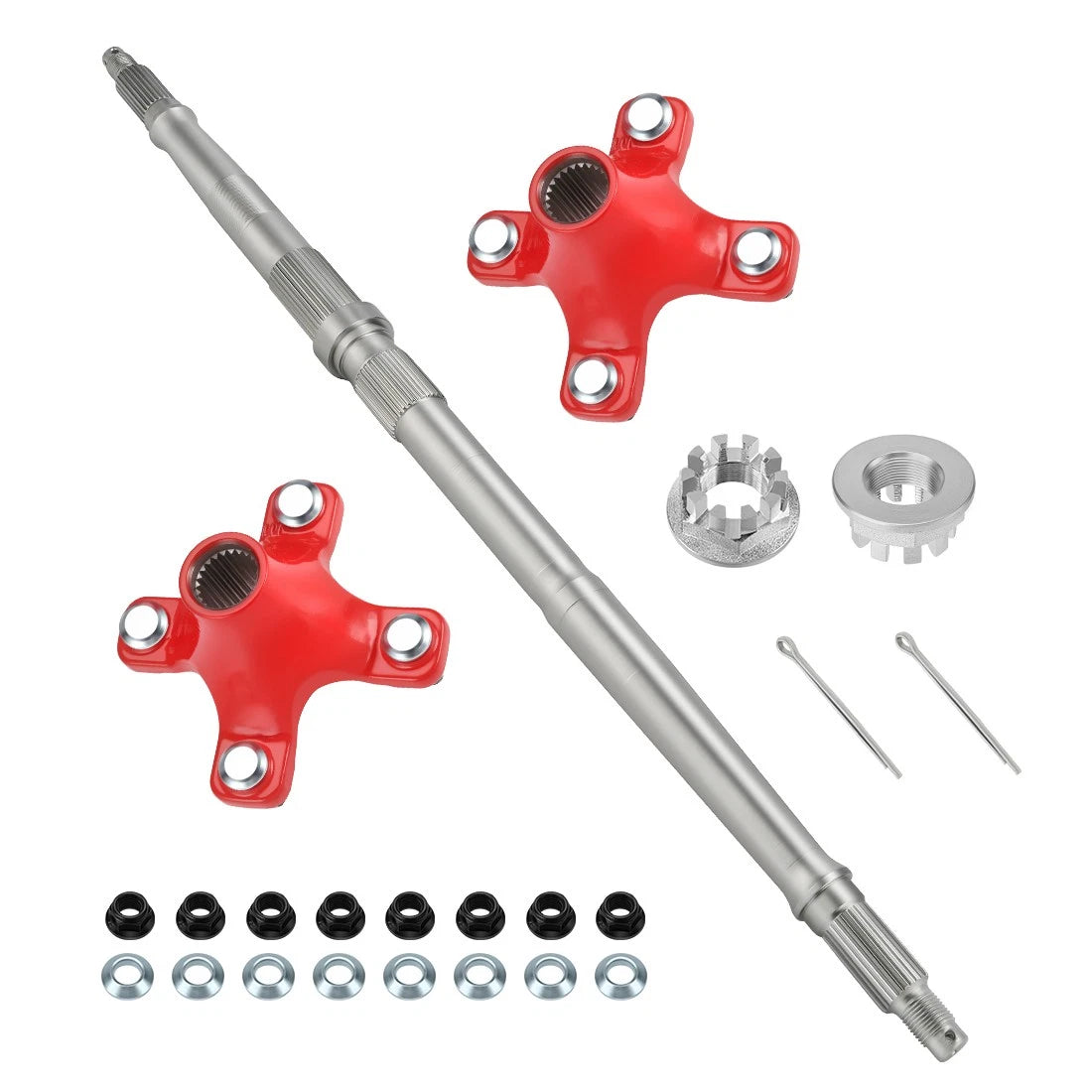 Rear Wheel Axle & Red Hub for Honda TRX250X (2009–2020) Sportrax 250 (2001–2008)