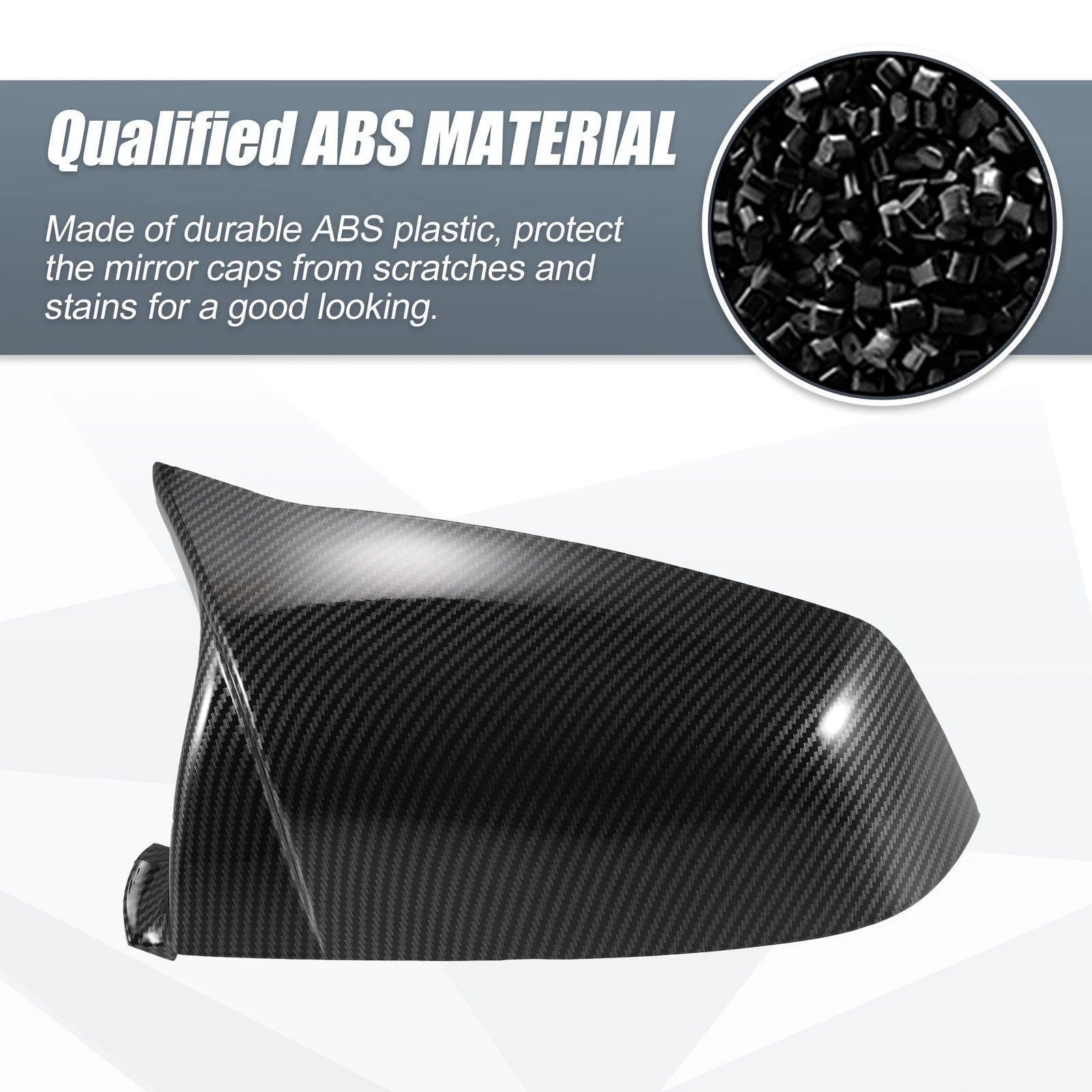 Pair Rearview Mirror Cover Cap Black Carbon Fiber for BMW 5 6 7 Series (F01 F02)