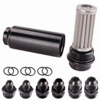 High Flow Inline Fuel Filter 100 Micron Cleanable 6AN/8AN/10AN Adapter