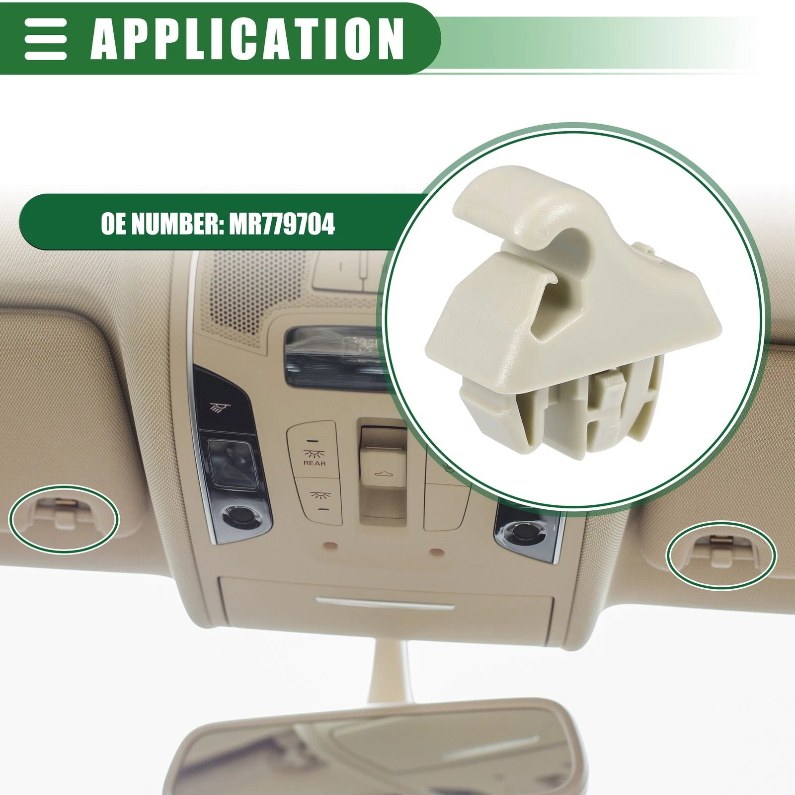 2pcs Sun Visor Holder Clip for Mitsubishi Montero (2001–2006) MR779704 Beige