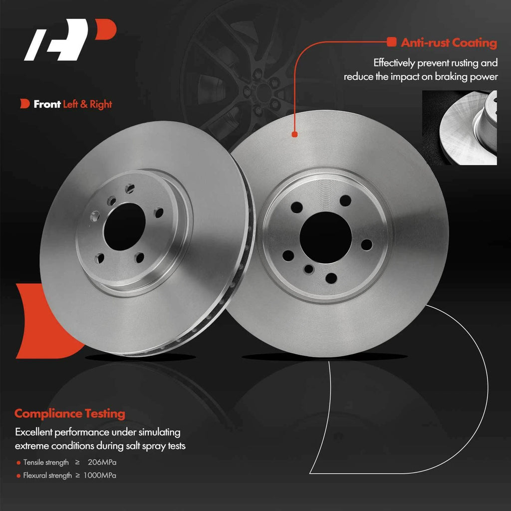 Set of 2 Front Disc Brake Rotors & Ceramic Pads for BMW X5 X6 (2011–2019)
