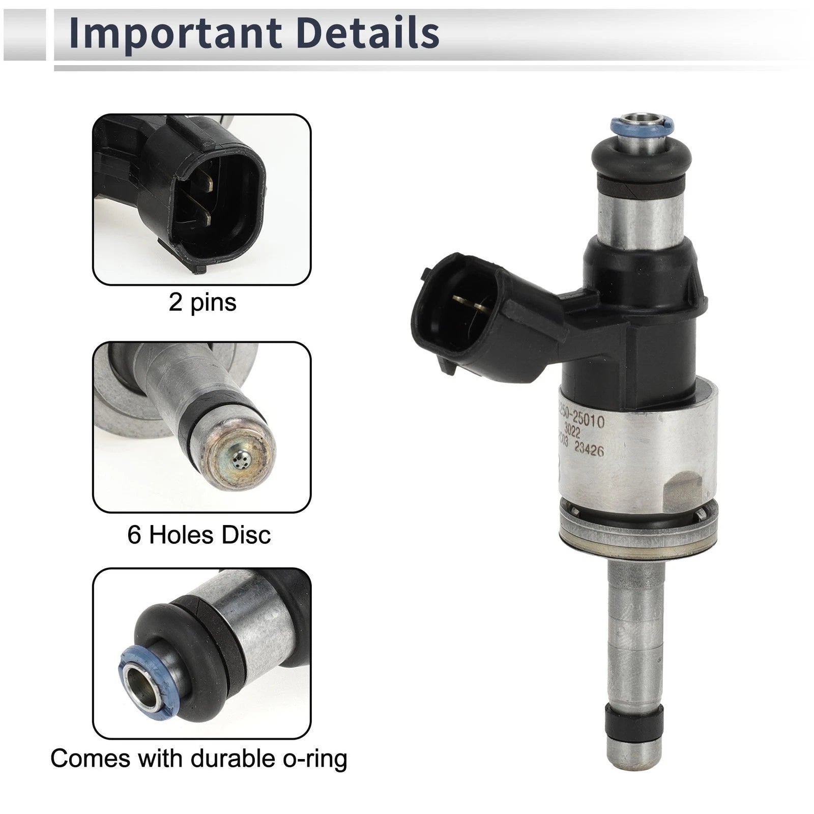 Fuel Injector for Toyota RAV4 2.5 (2019–2023) 1 Pc Black Silver Tone