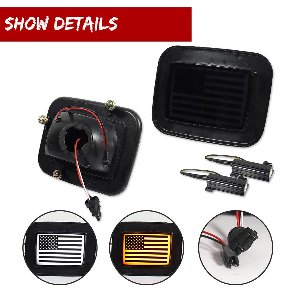 Smoke US Flag Switchback LED Front Bumper DRL Signal Lights for Hummer H2 (2003–2009)