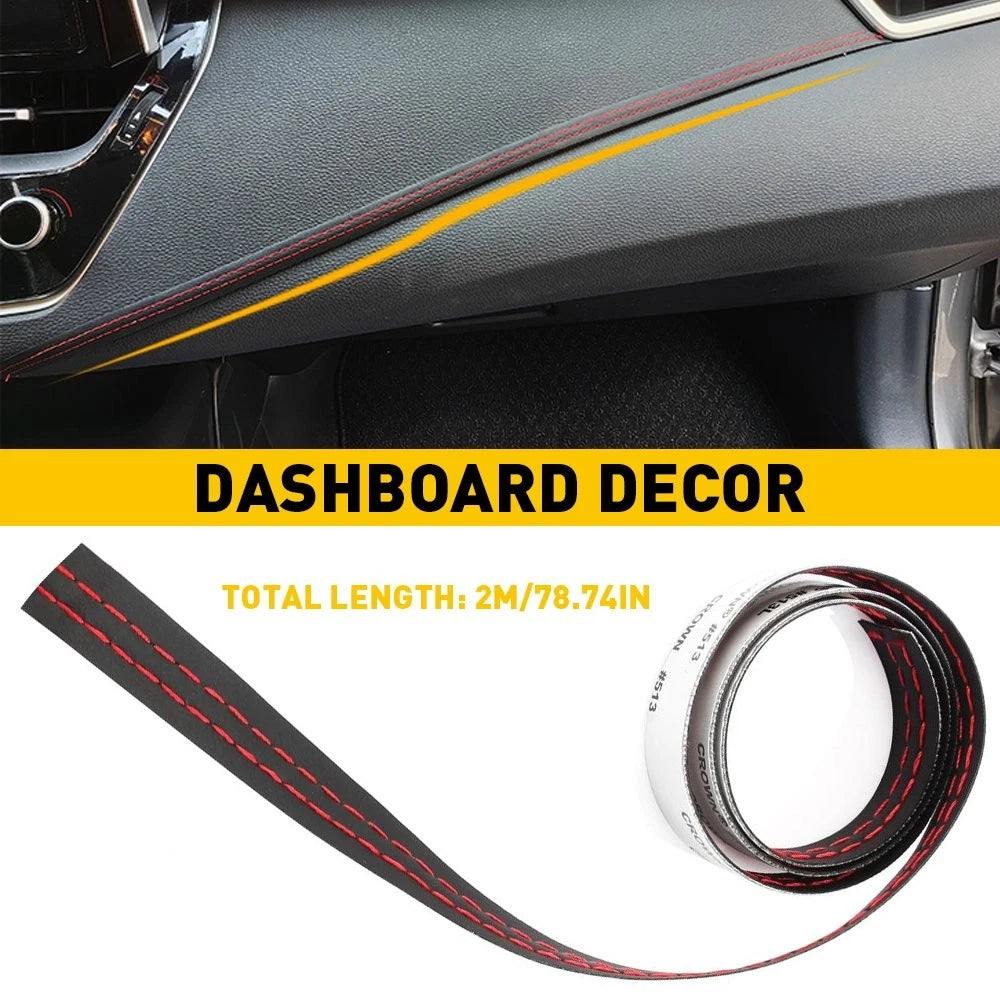 2M PU Leather Dashboard Trim Moulding Line Sticker for Universal Vehicles