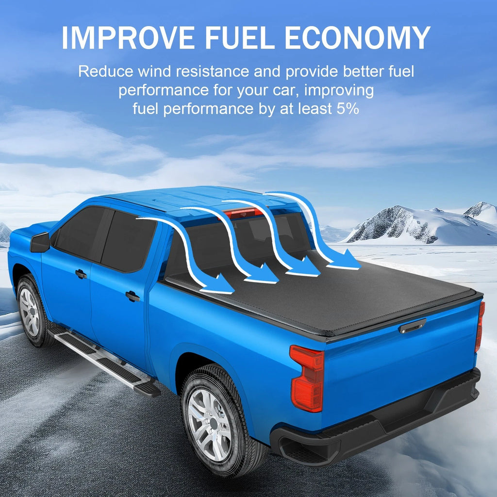 5.8ft 4-Fold Tonneau Bed Cover for Chevy Silverado/GMC Sierra 1500 (2007–2023)