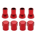 Set of 4 Red Aluminum Tire Wheel Stem Air Valve Caps for Universal Vehicles