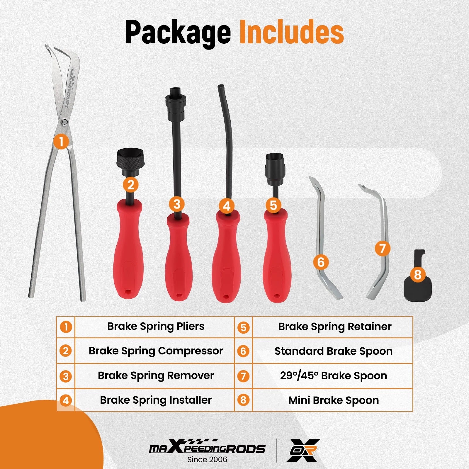 8PC Drum Brake Service Tool Kit for Universal Applications