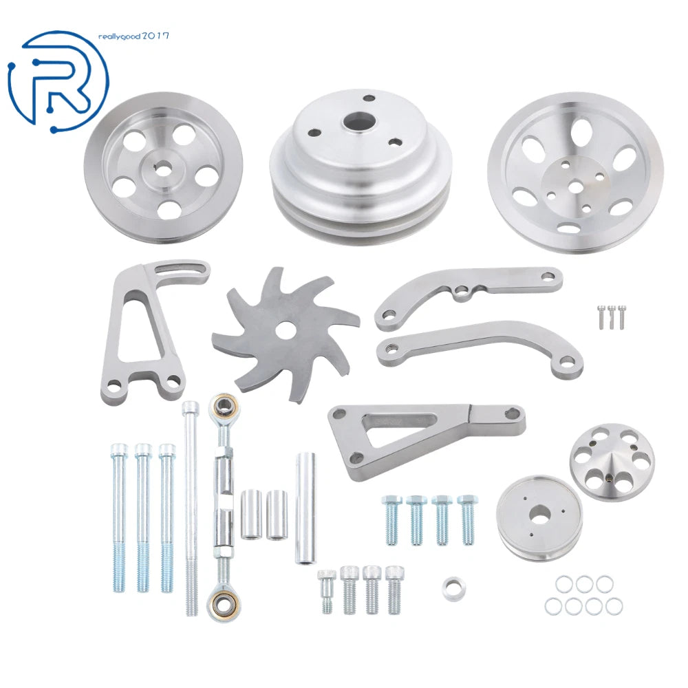 V Belt Water Pump Pulley Kit for Chevy Small Block (Alternator Bracket)