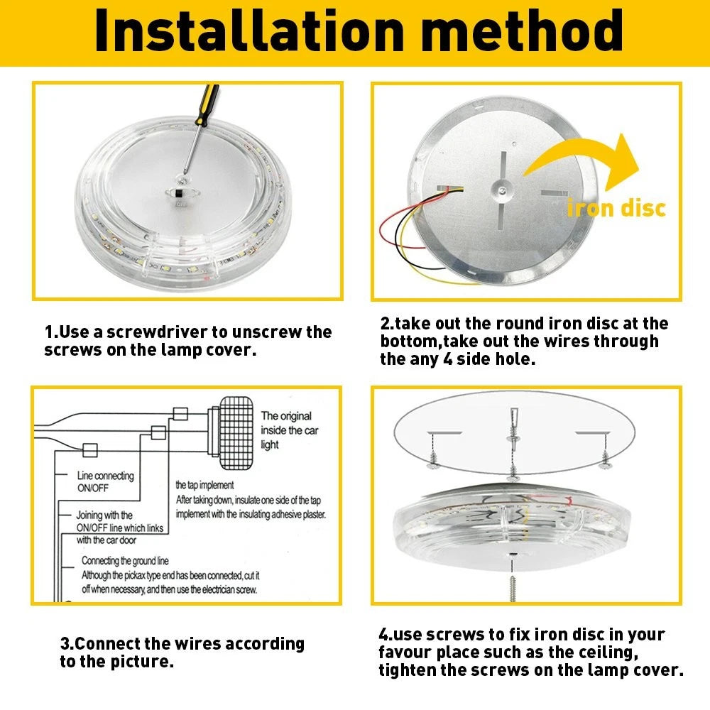 LED Ceiling Fixture for RV Camper Trailer Marine (12V)