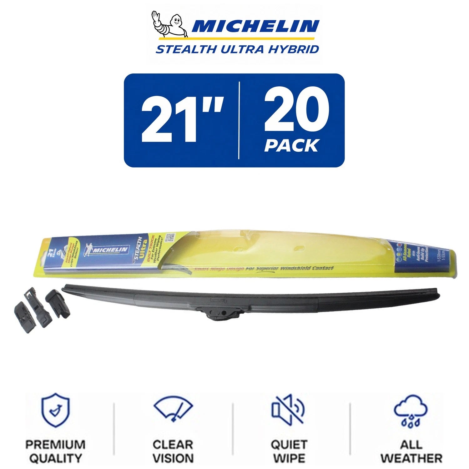 Set of 2 Michelin Stealth Ultra Hybrid Wiper Blades 21" for
