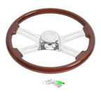 18in Chrome Wood Steering Wheel for Freightliner Kenworth Peterbilt Volvo