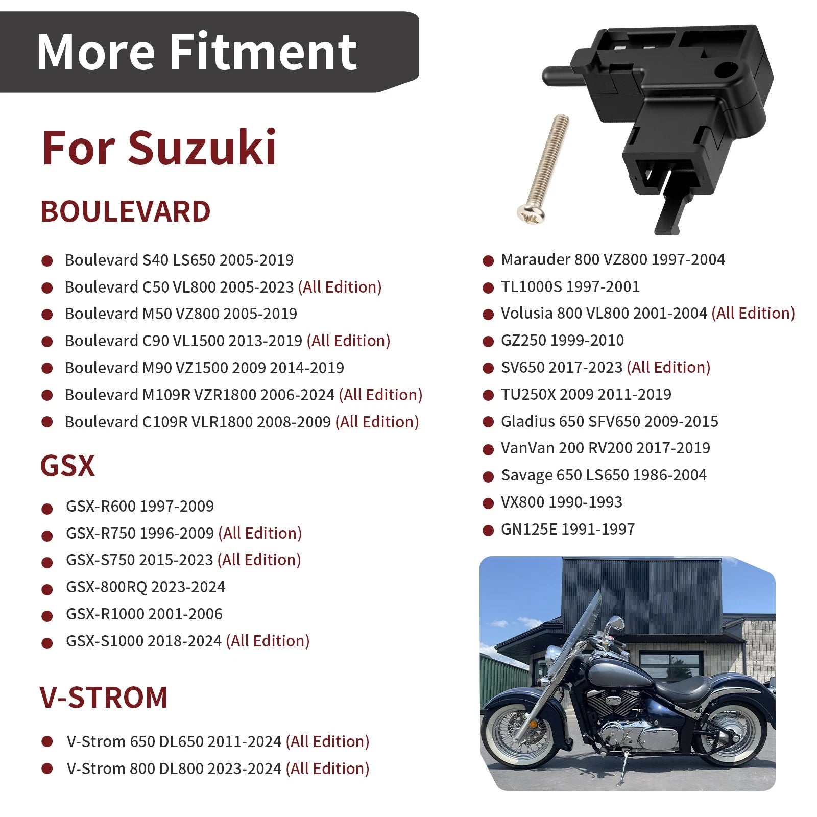 Left Clutch Lever Switch 57560-05A00 for Suzuki GSXS1000 (2018–2024) TL1000S (1997–2001)