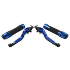 Blue Extendable Brake Clutch Lever Grip Set for BMW R1200GS R1250GS (2013-2023)