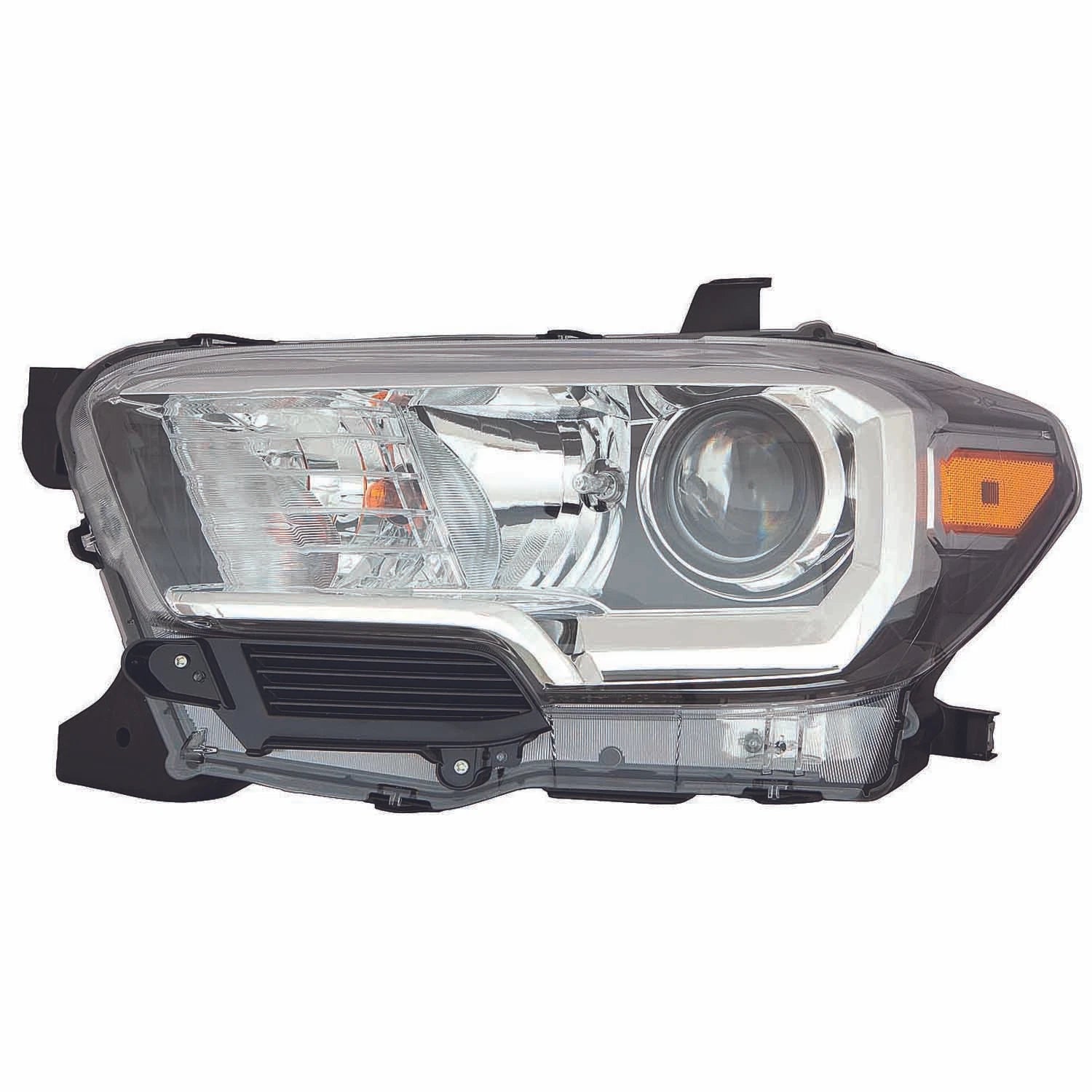 Replacement Black Chrome Driver Side Halogen Headlight Assembly w/o LED DRL