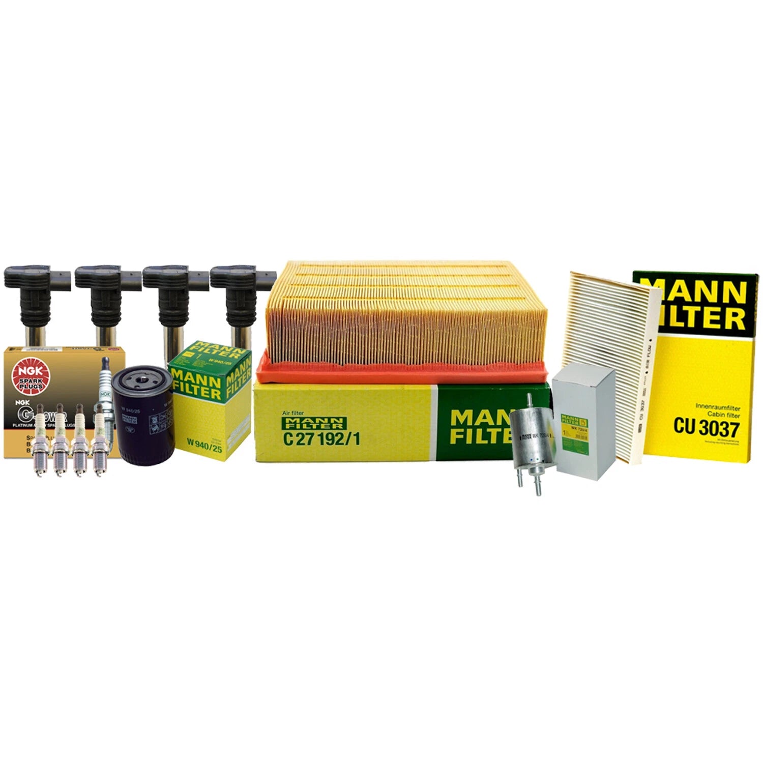 Set of 4 Mann Filters & 4 NGK G-Power Spark Plugs for Audi A4 (1996–2001)