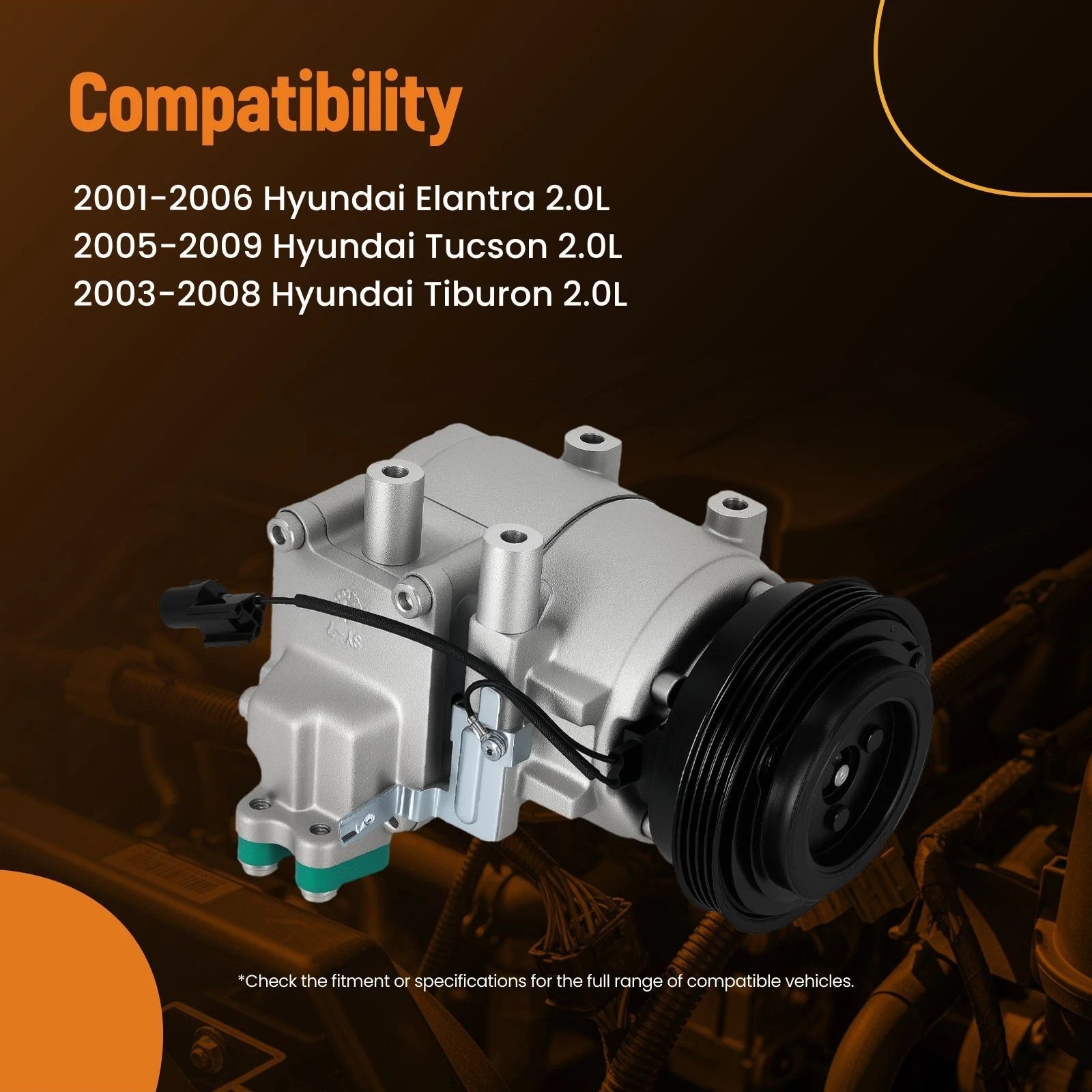 A/C Compressor for Hyundai Elantra Tucson (2001–2009) CO10926C HS15