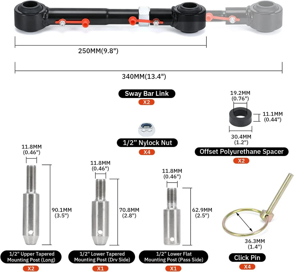 Front Sway Bar Link Quicker Disconnects for Jeep Wrangler TJ (1997–2006)