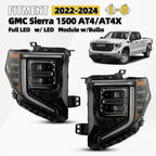 Full LED Headlights Left & Right Pair for GMC Sierra 1500 AT4 AT4X (2022–2026)