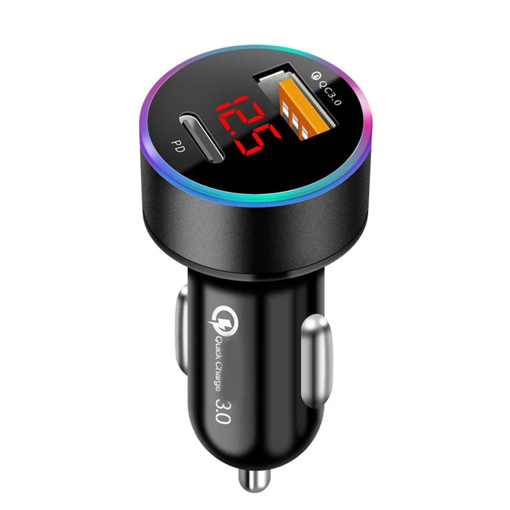 38W Dual USB PD Type-C Fast Car Phone Charger for Universal Vehicles (2010–2023)