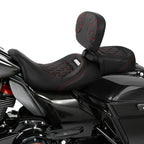 Driver Passenger Seat Backrest Pad for Harley Touring (2009–2023) Black Red