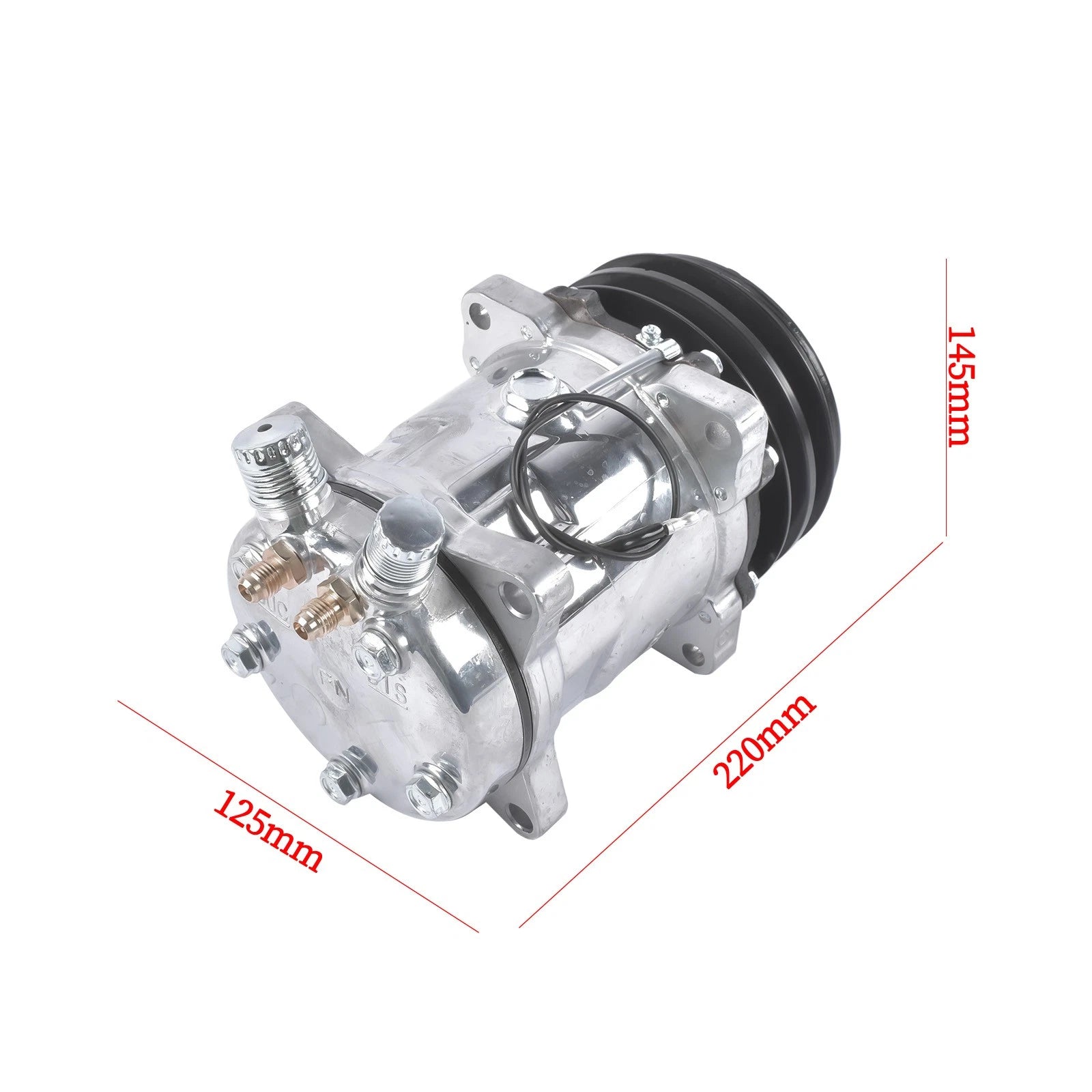A/C Compressor for Sanden 508 Style V-Belt (12V, Chrome)