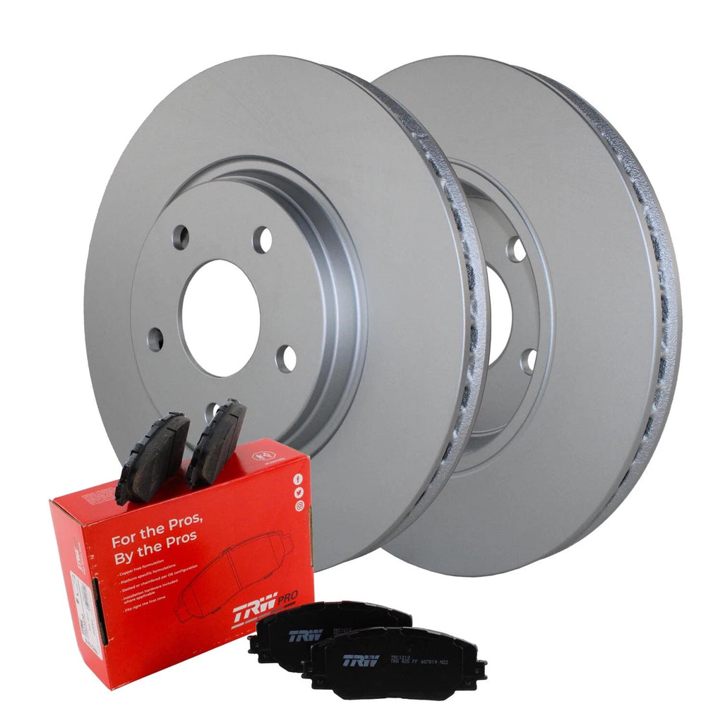 Front Brake Kit with 296mm Disc Rotors & TRW Pro Ceramic Pads for Cobalt Malibu G6 Aura (2005–2010)