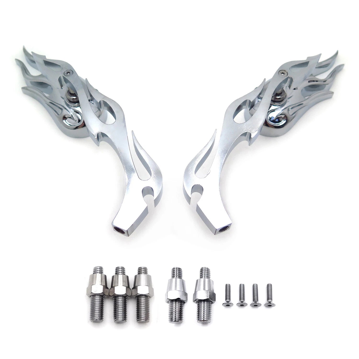 Chrome Flame Burning Fury Running Mirror for Honda Kawasaki Suzuki (All Years)