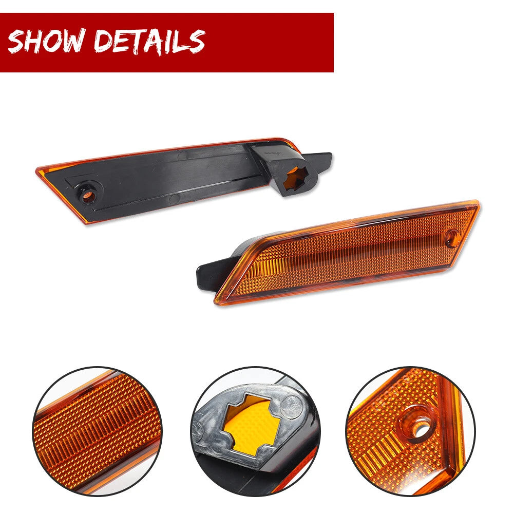 2X Amber Lens Front Bumper Side Marker Lights for Ford Mustang (1979–1986)