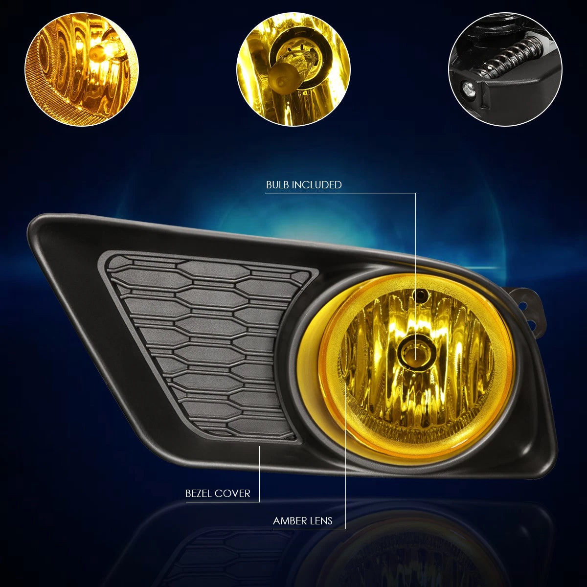 Fog Lights for Dodge Charger (2011–2014) Amber Lens, Switch, Bezel