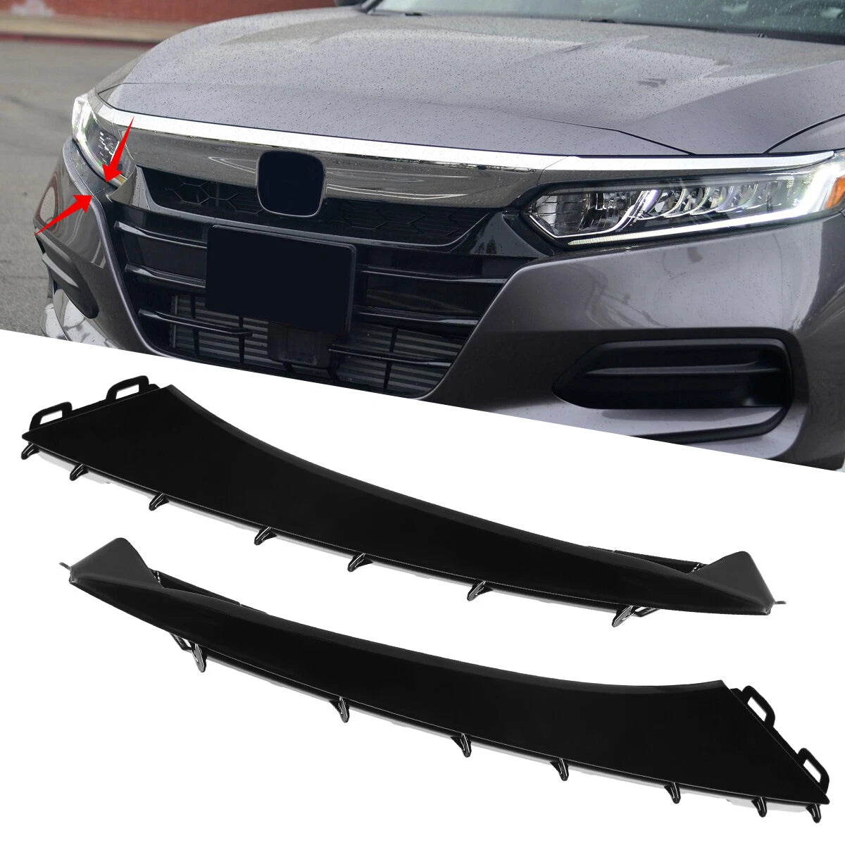 Set of 2 Lower Grille Moulding Trim for Honda Accord Sedan (2018–2020)