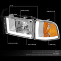 LED DRL Headlights for Dodge Ram Truck (1994–2002) Chrome Housing Amber