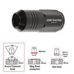 20Pc M12X1.5 Black Closed End Cone Hex Wheel Lug Nuts + Extension 20mm