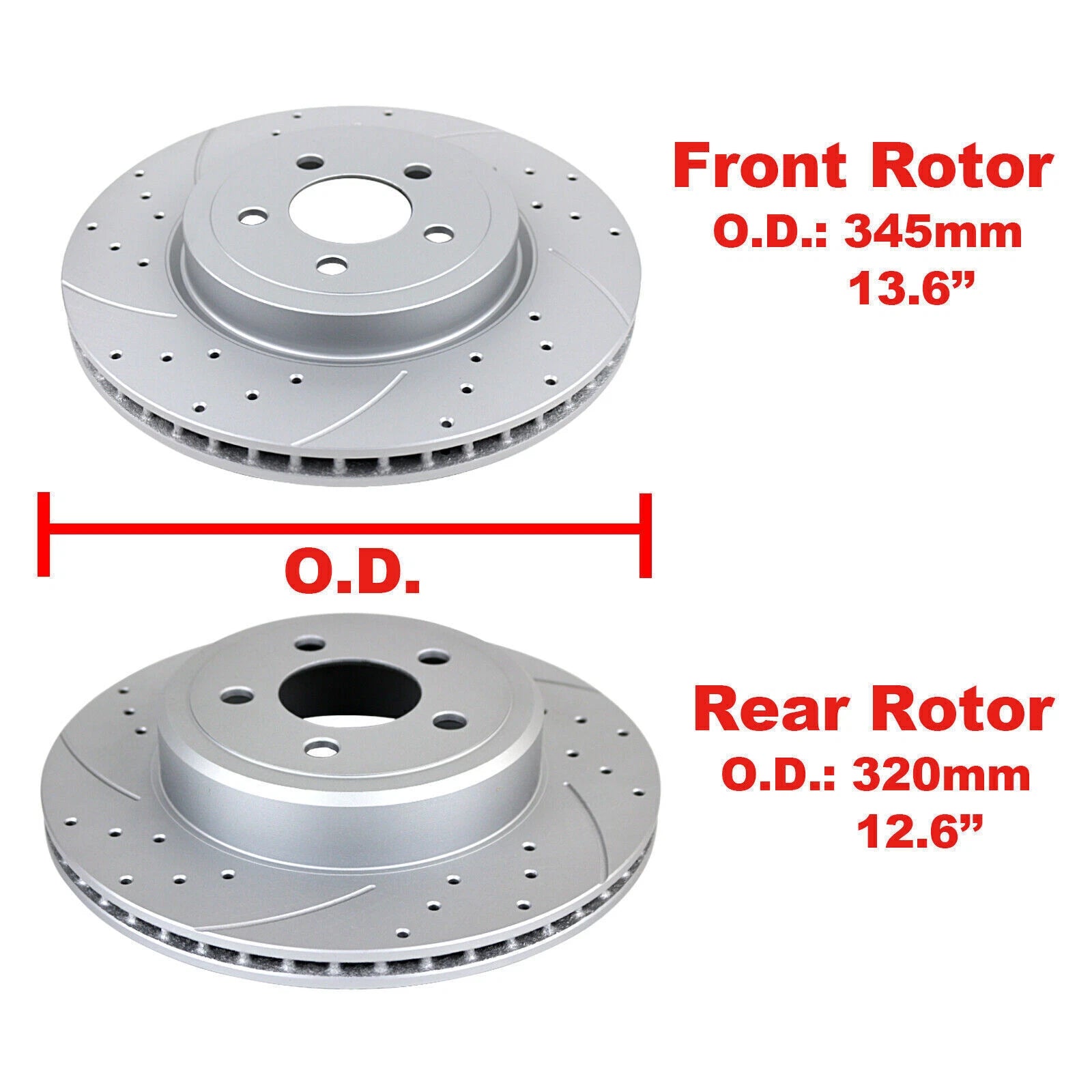 Front Rear Slotted Rotors Brake Pads for Chrysler 300 (2005-2010)