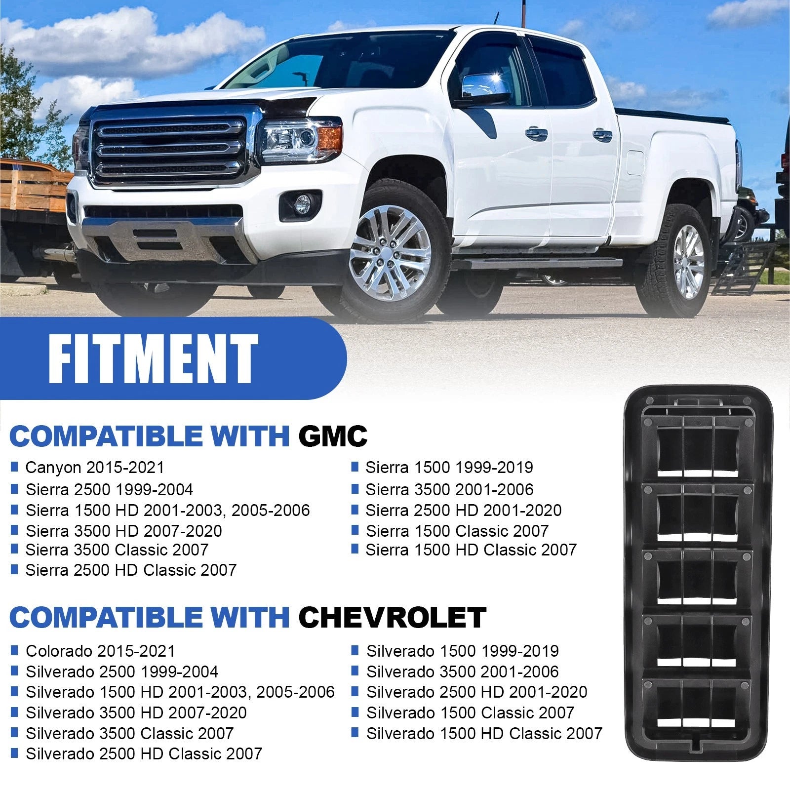2X Back Panel Cab Air Vent Relief Grille for Chevrolet Silverado Sierra (1999–2022)
