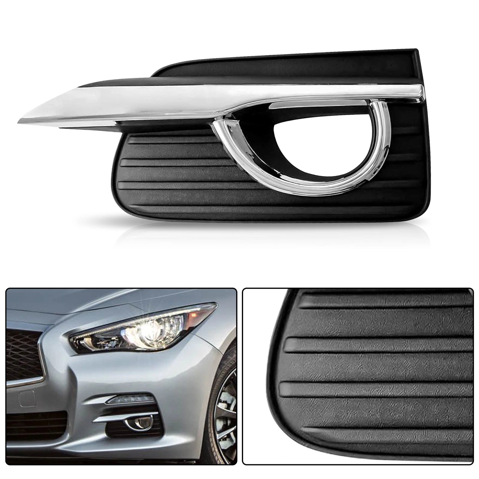 Pair of Bumper Fog Light Cover Grills for Infiniti Q50 (2014–2017)