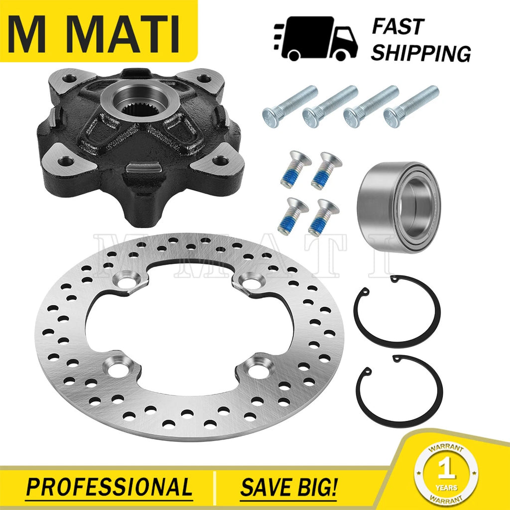 Front Wheel Hub & Bearing Kit & Brake Rotor for Polaris RZR 570 900 800 (2008–2021)