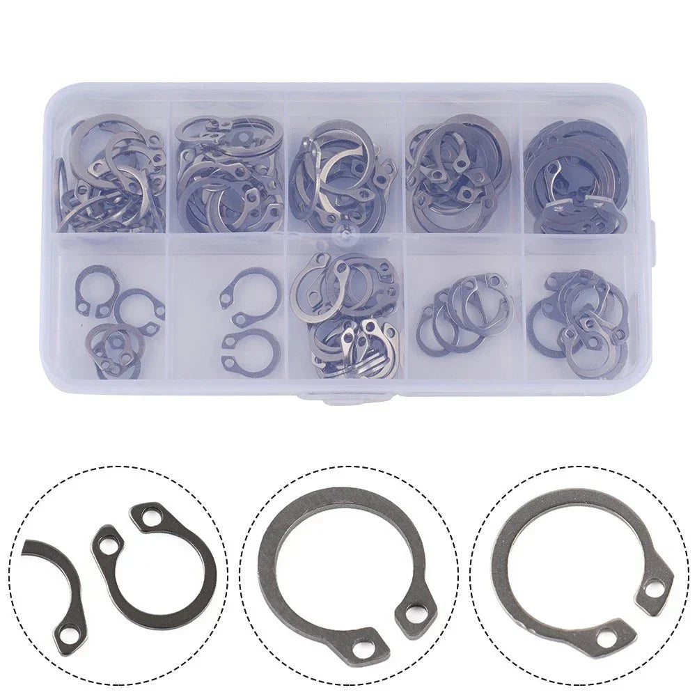 External Retaining Ring 8-18mm Assortment 100pcs Snap Storage Case Circlip