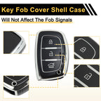 TPU Silicone Car Key Case for Hyundai i10 (2010–2023) - Black Silver Tone