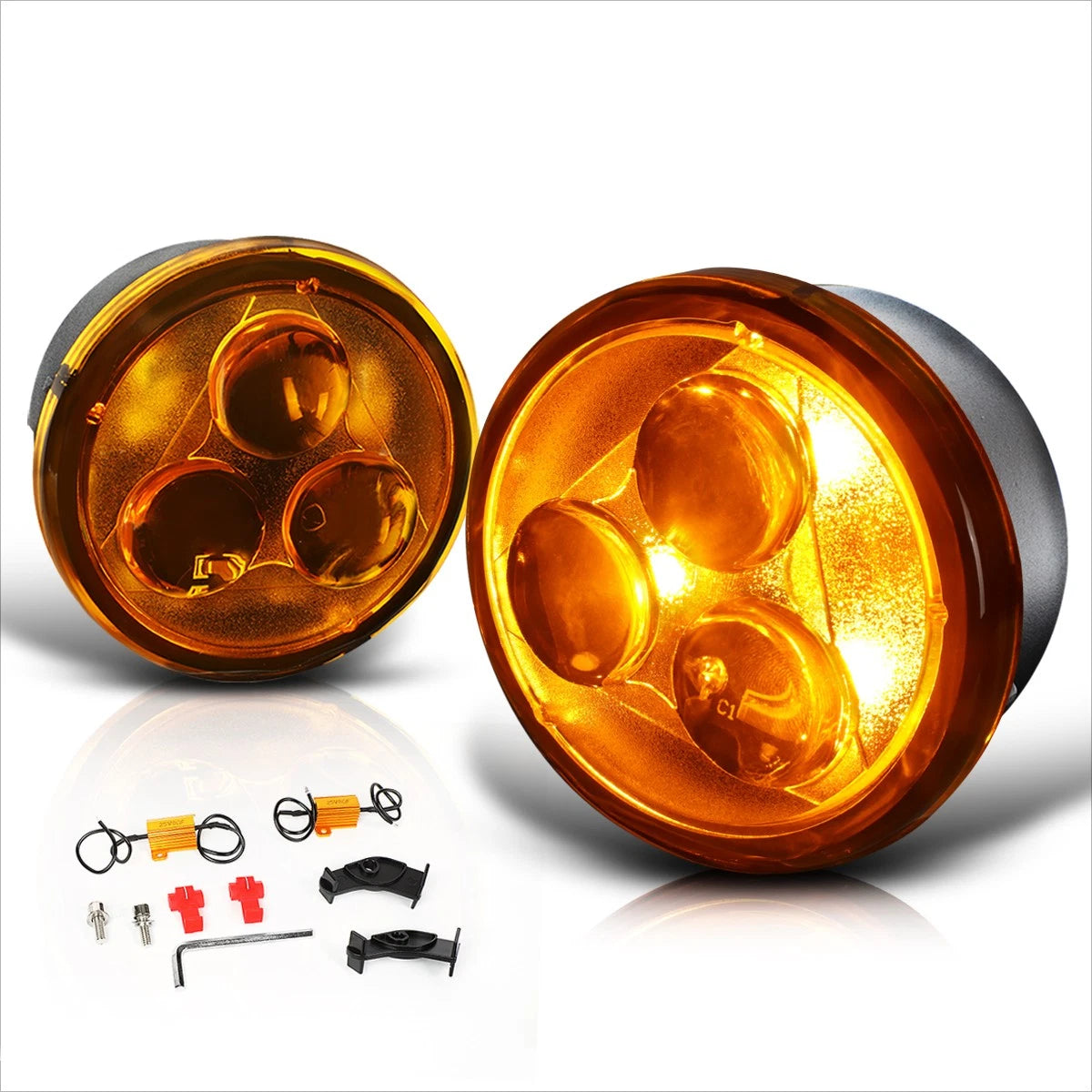 2X Amber Lens Front Bumper LED Turn Signal Lights for Jeep Wrangler JK (2007–2018)