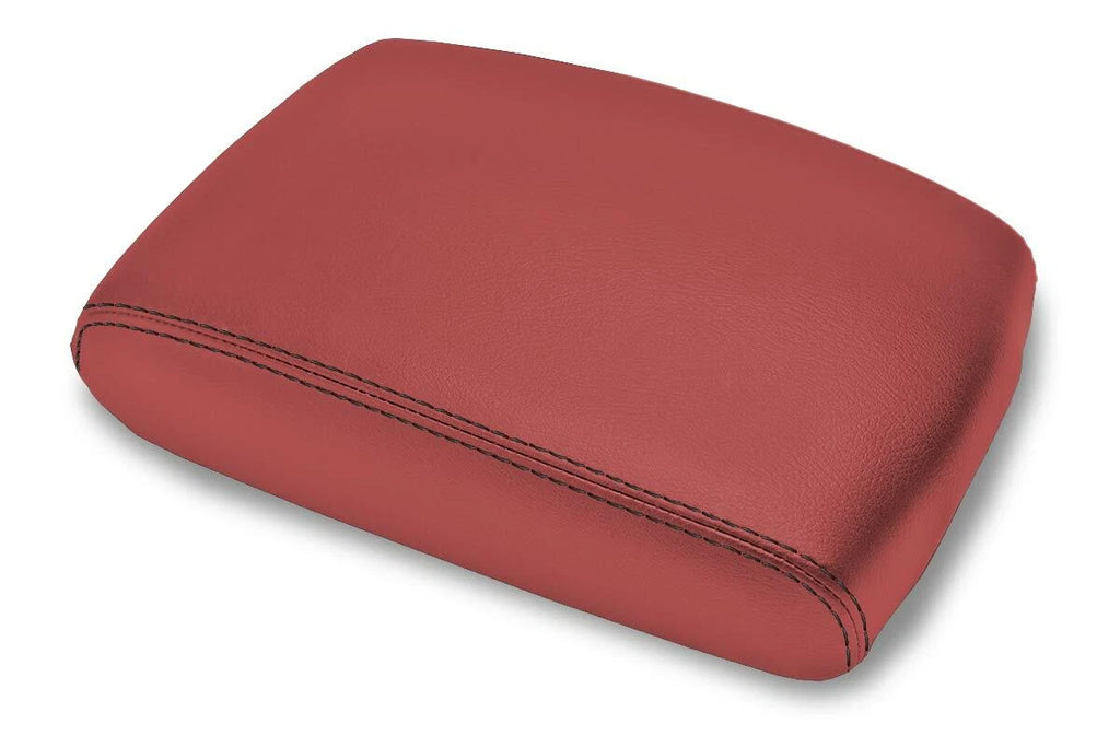 Leather Console Lid Armrest Cover for Infiniti FX35 (2009–2012) Red Black Stitch