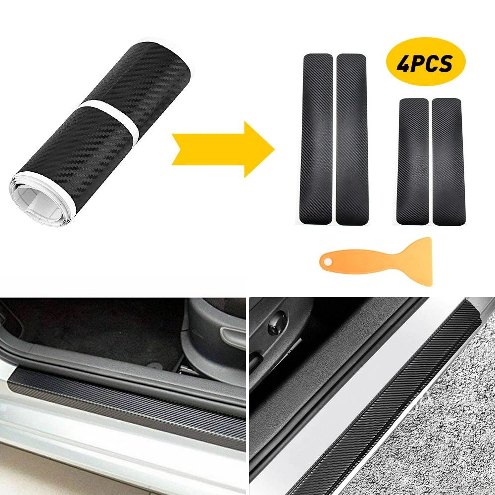 Set of 4 Rubber Door Sill Scuff Panel Covers for Car Accessories