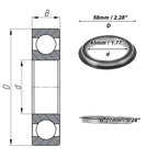 Deep Groove Ball Bearings 6809NR2RS for Scooter Skateboard (45x58x7mm)